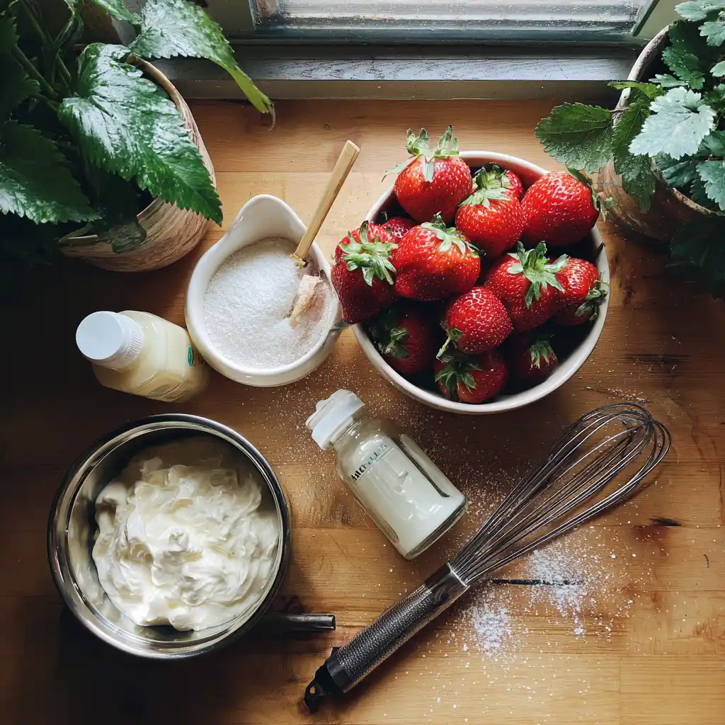 Erdbeeren mit hausgemachter Schlagsahne