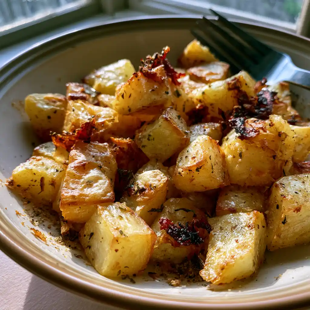 Crispy Air Fryer Kartoffeln in einer Schüssel mit frischer Petersilie bestreut – perfekt knusprig