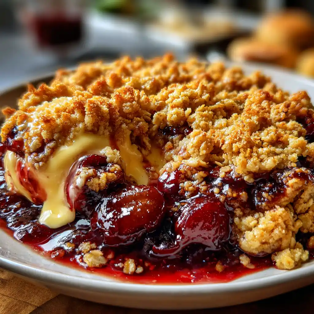 Einfacher Pflaumen-Crumble mit Haferflocken