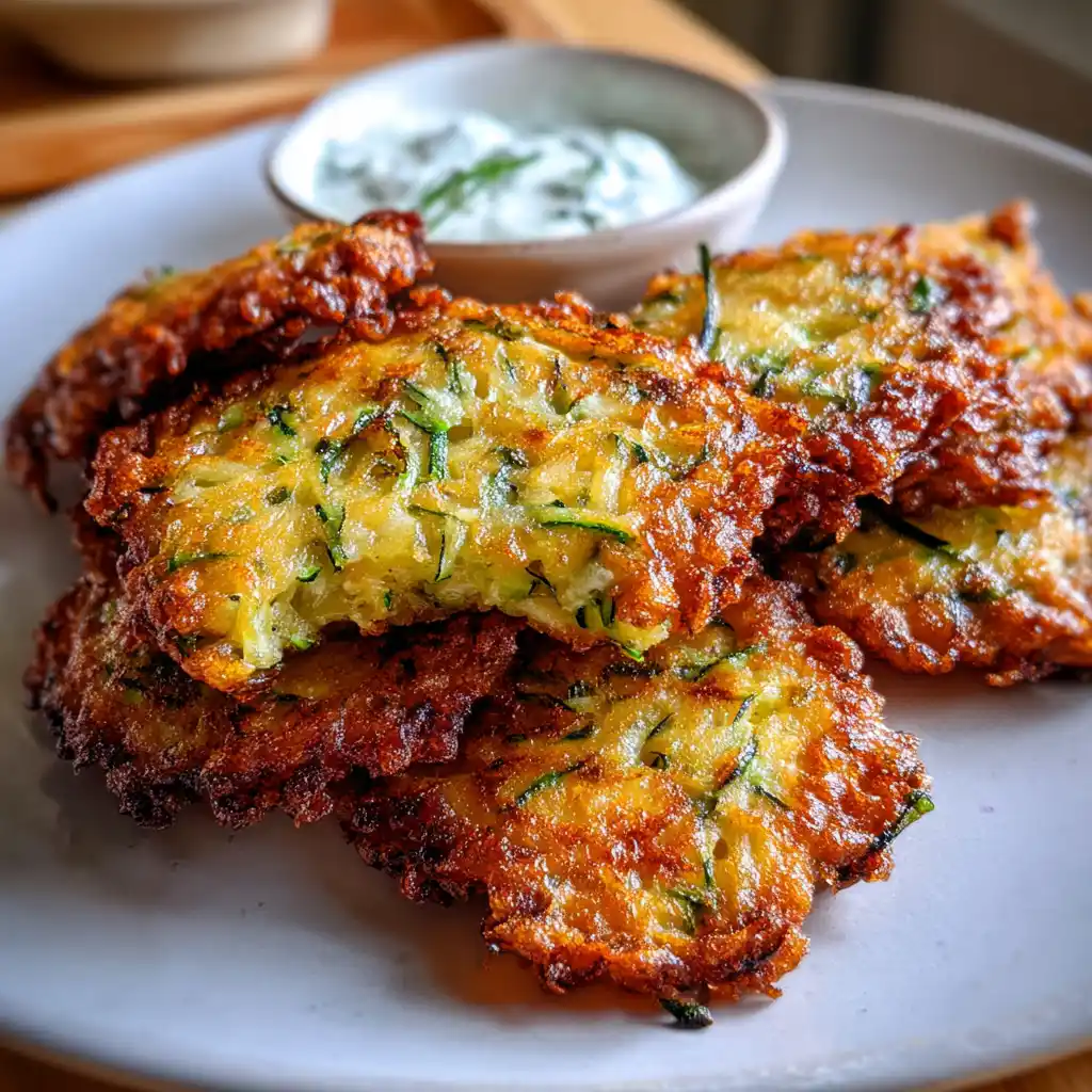 Knusprige Zucchinipuffer goldbraun gebraten